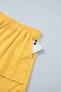 Banana Cream Loose Polo Tee Elastic Waist 2pcs Short Set