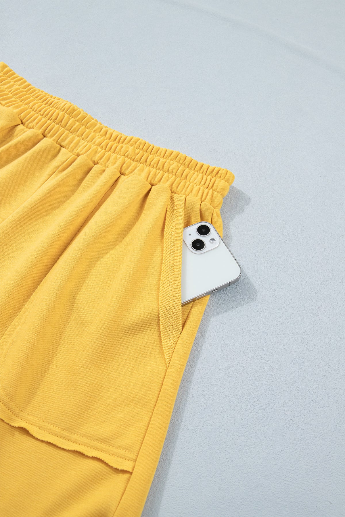 Banana Cream Loose Polo Tee Elastic Waist 2pcs Short Set