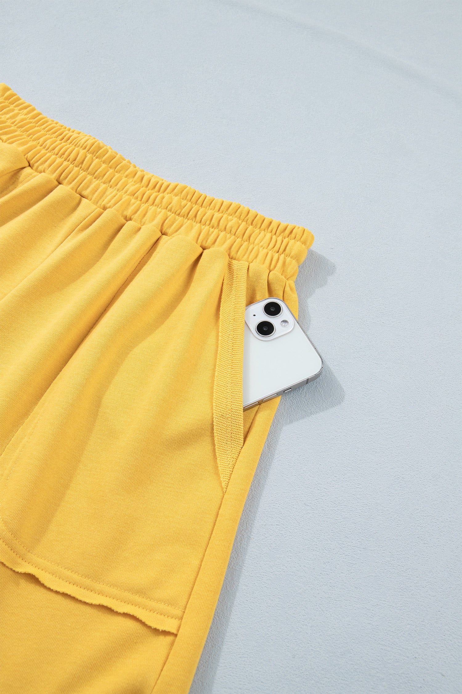 Banana Cream Loose Polo Tee Elastic Waist 2pcs Short Set