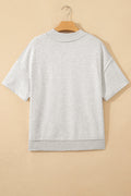 Light Grey Exposed Seam Detail Mock Neck Tee