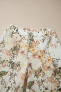 Beige Vintage Style Floral Print High Waist Wide Leg Jeans