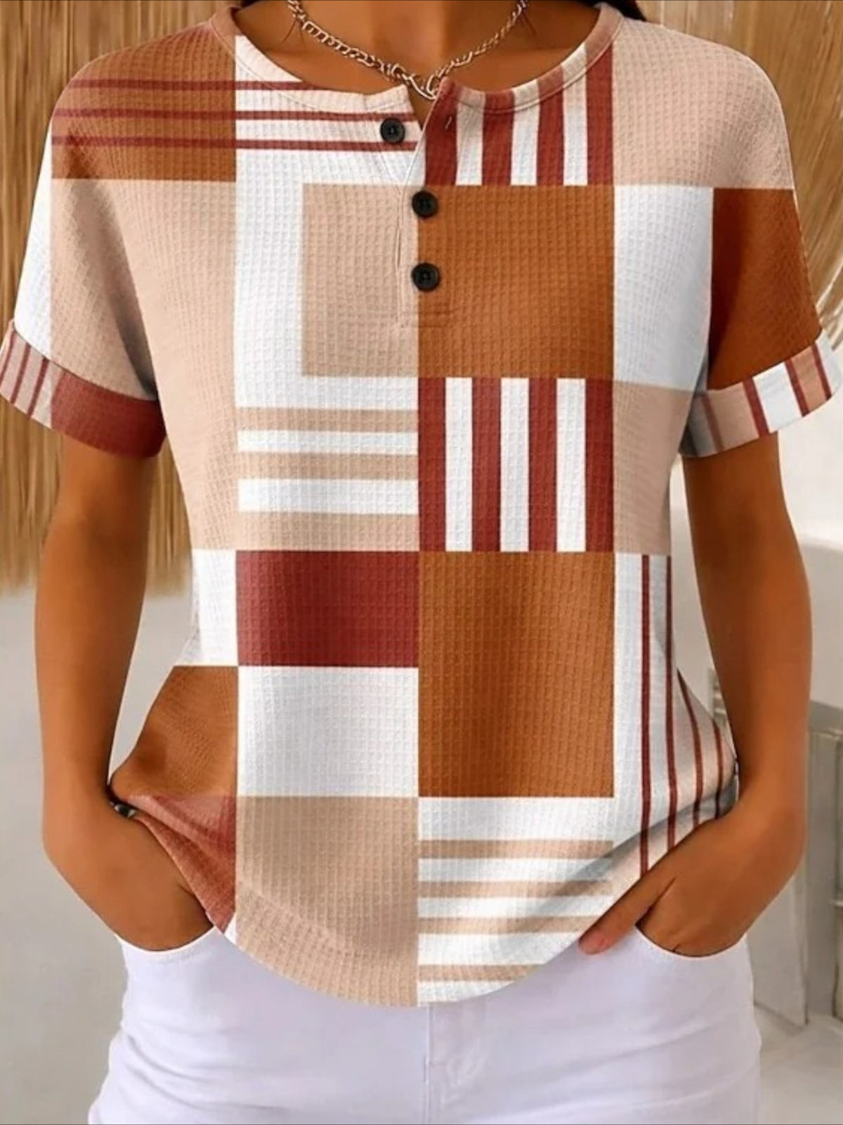 Loose Geometric Others Vintage T-Shirt