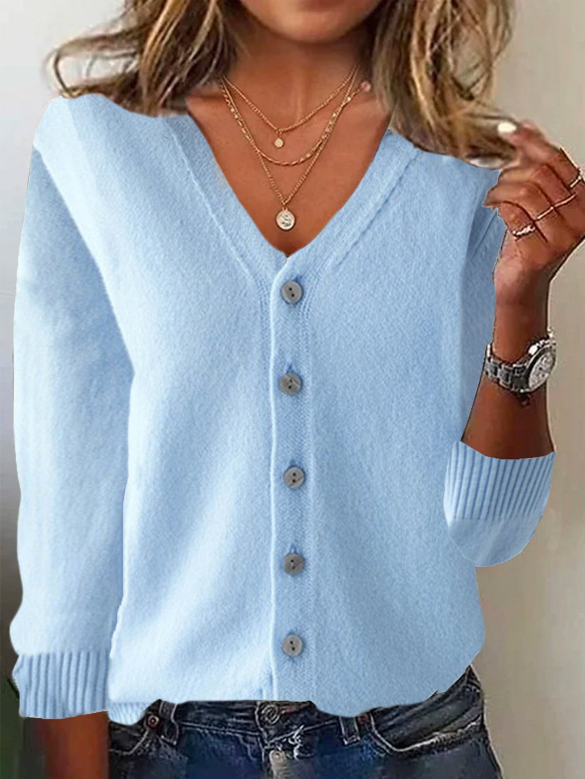 Casual Spring/Fall Plain Wool/Knitting Cardigan