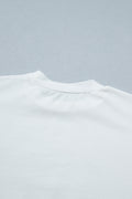 White Asymmetric Lace Hem Patchwork Tee