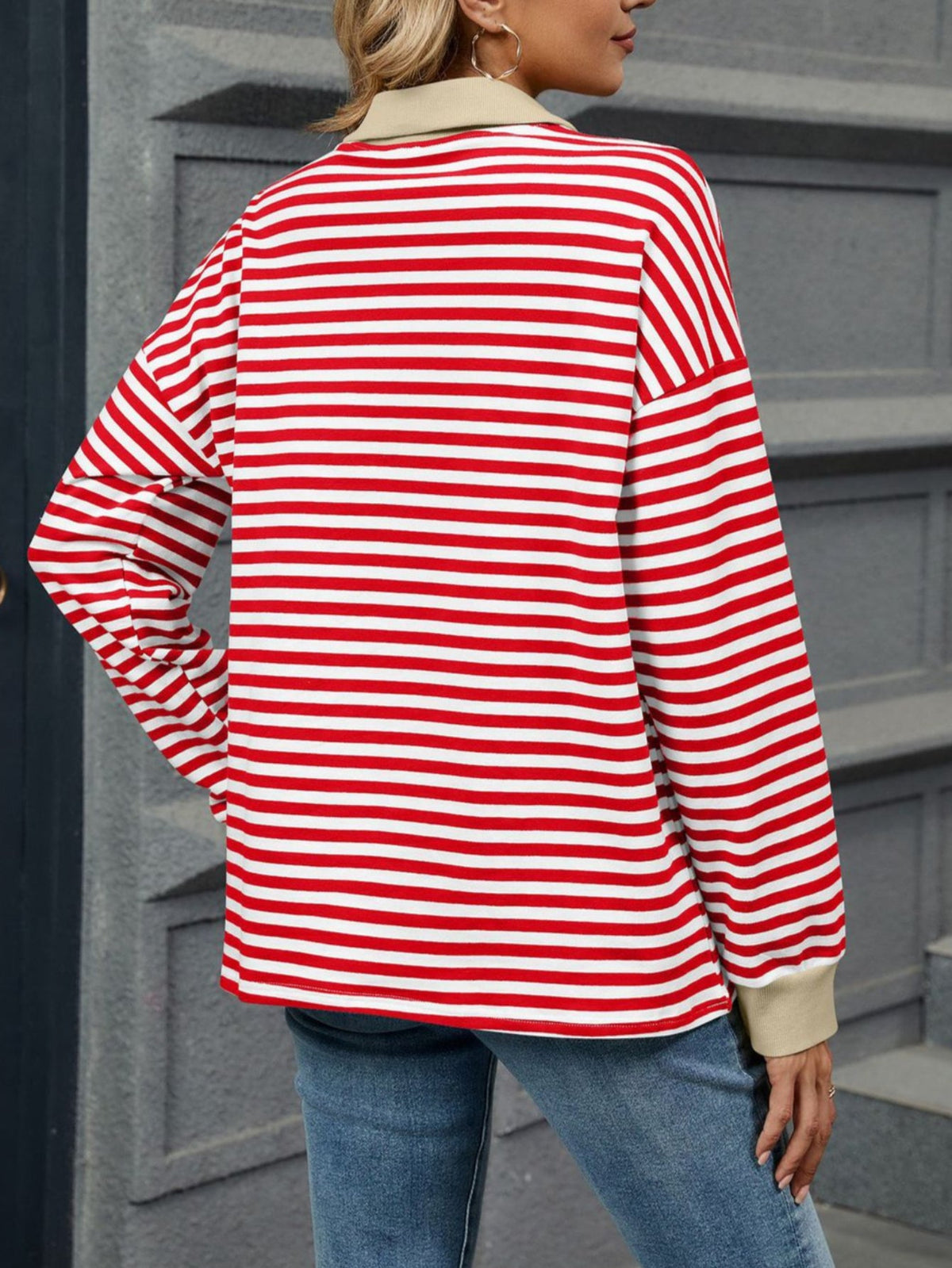 Patchwork Striped Long Sleeve T Shirt
