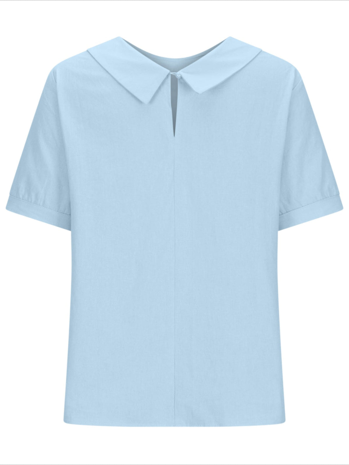 Solid Color Loose Lapel Short Sleeve Cotton Top