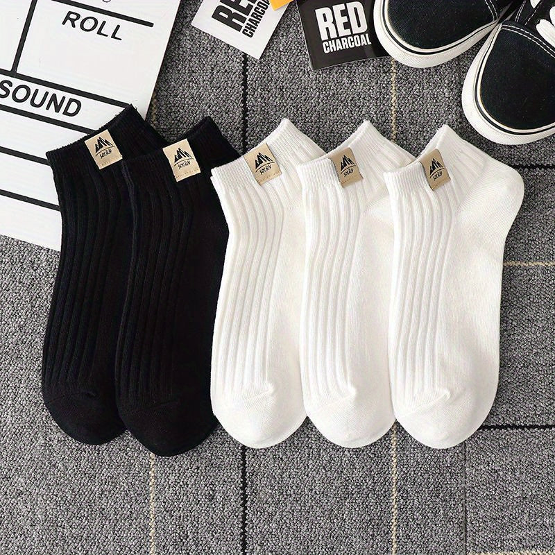 5 Pairs Simple Crew Socks, Comfy & Breathable Low Cut Ankle Socks
