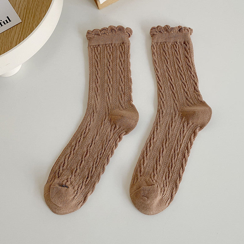Women's Twist Texture Mid Tube Socks