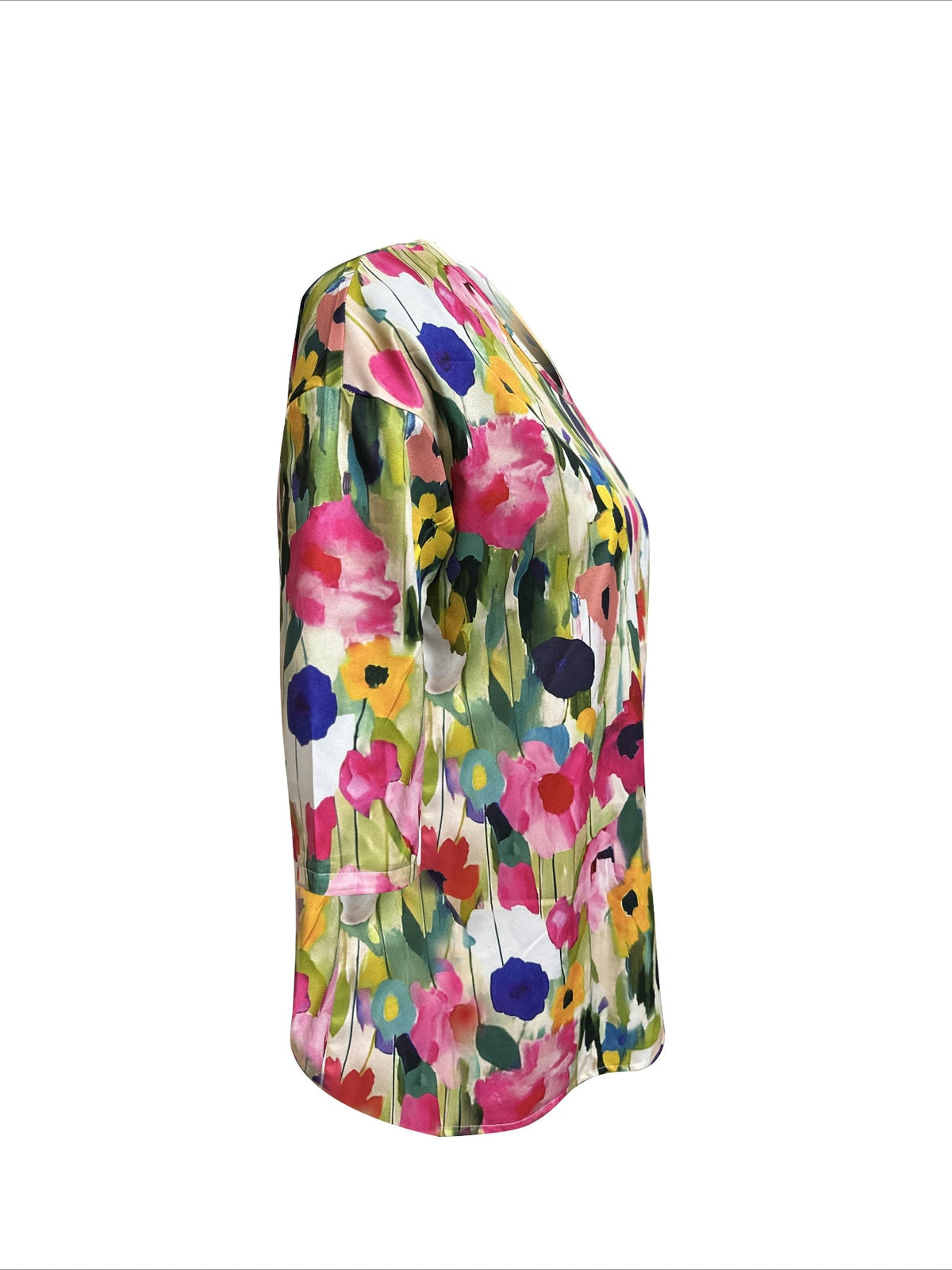 Floral Print Crew Neck Blouse, Casual 3/4 Sleeve Top