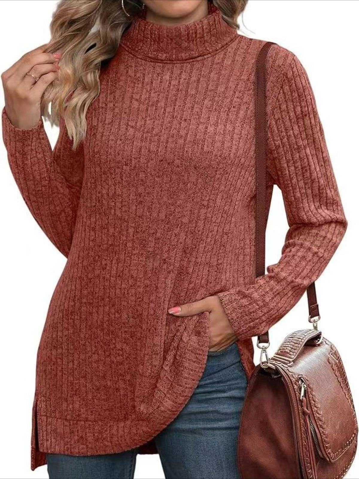 Pullover Turtle Neck Long Sleeve Sweater