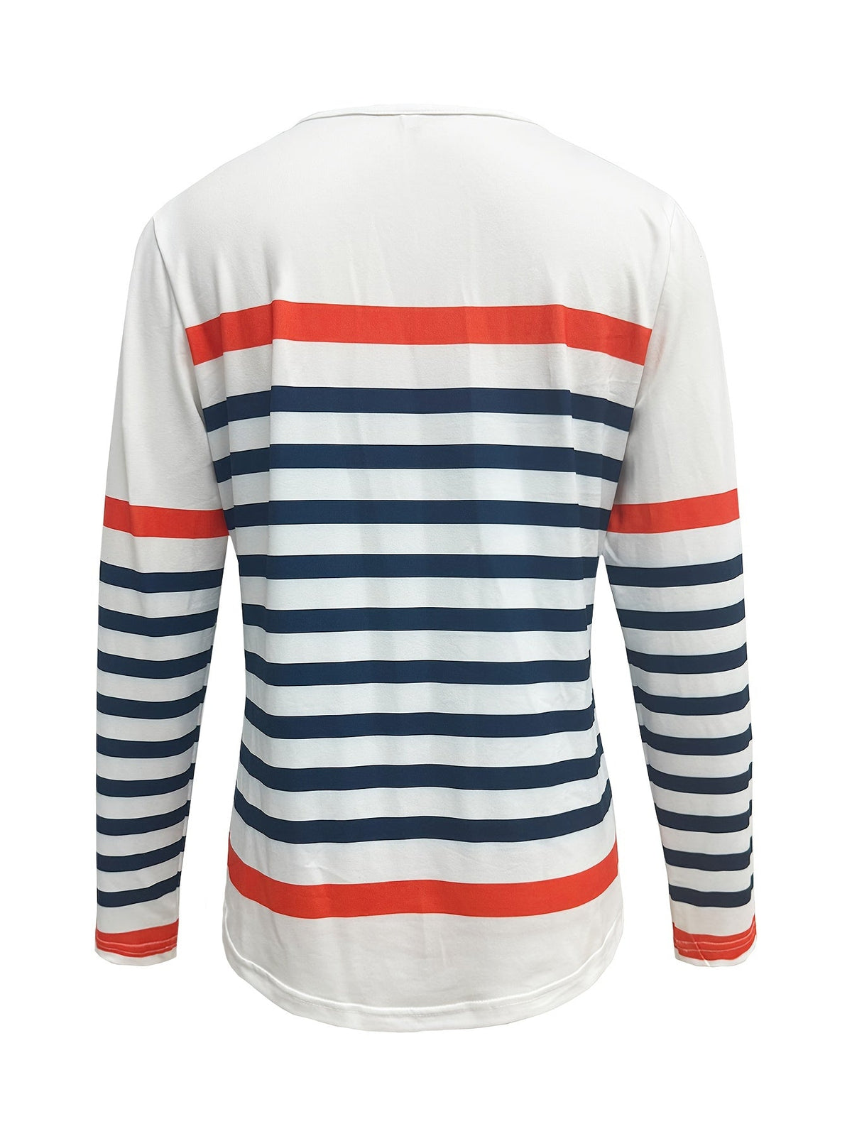 Casual Crew Neck Long Sleeve Striped Print T-shirt