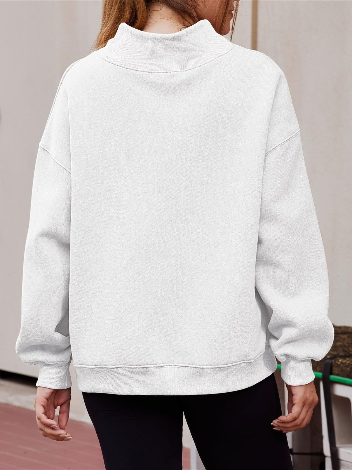 Oversized Mock Neck Drop Shoulder Sweatshirt