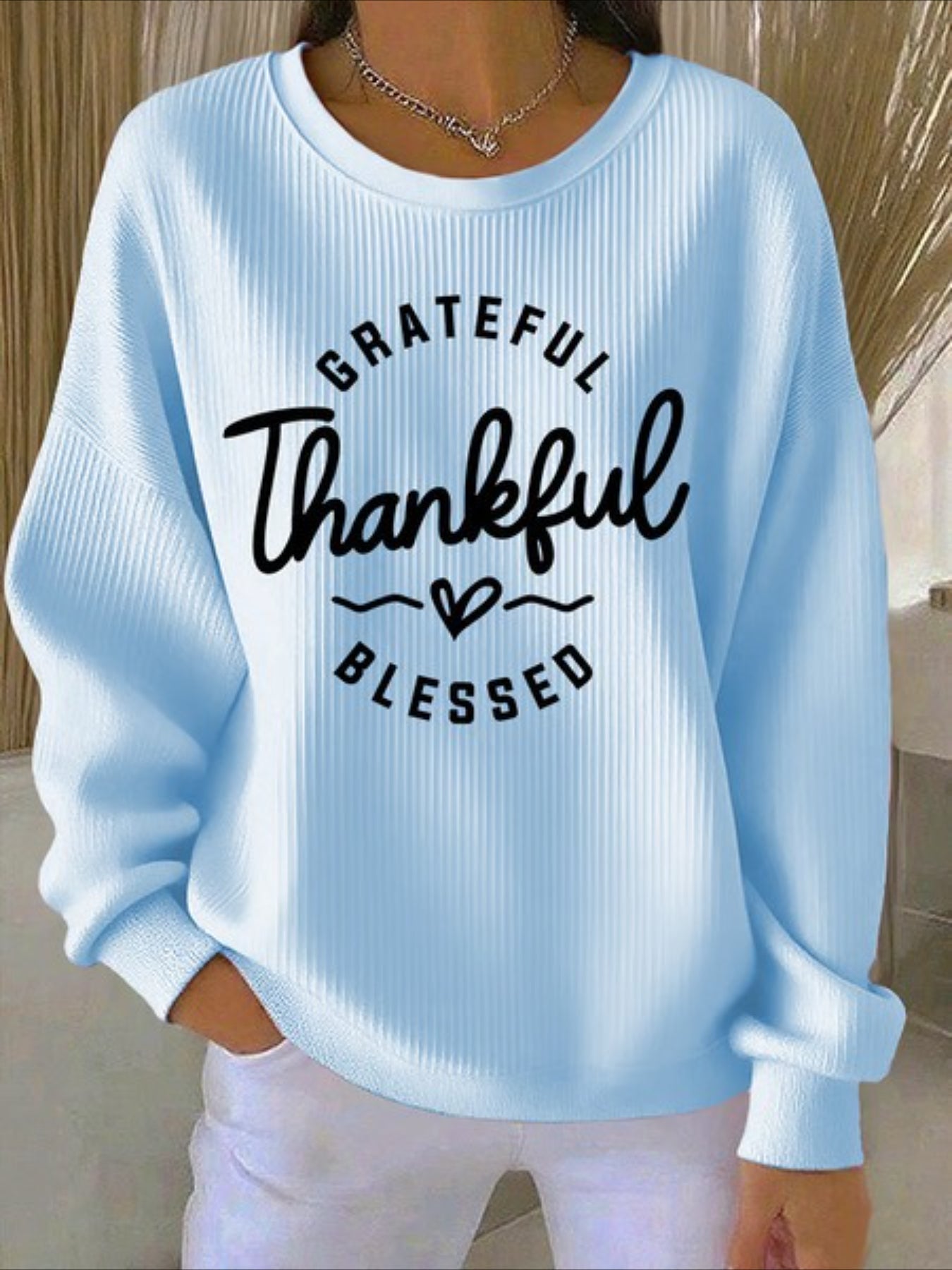 Crew Neck Floral Long Sleeve Comfy Casual Sweater Hoodie