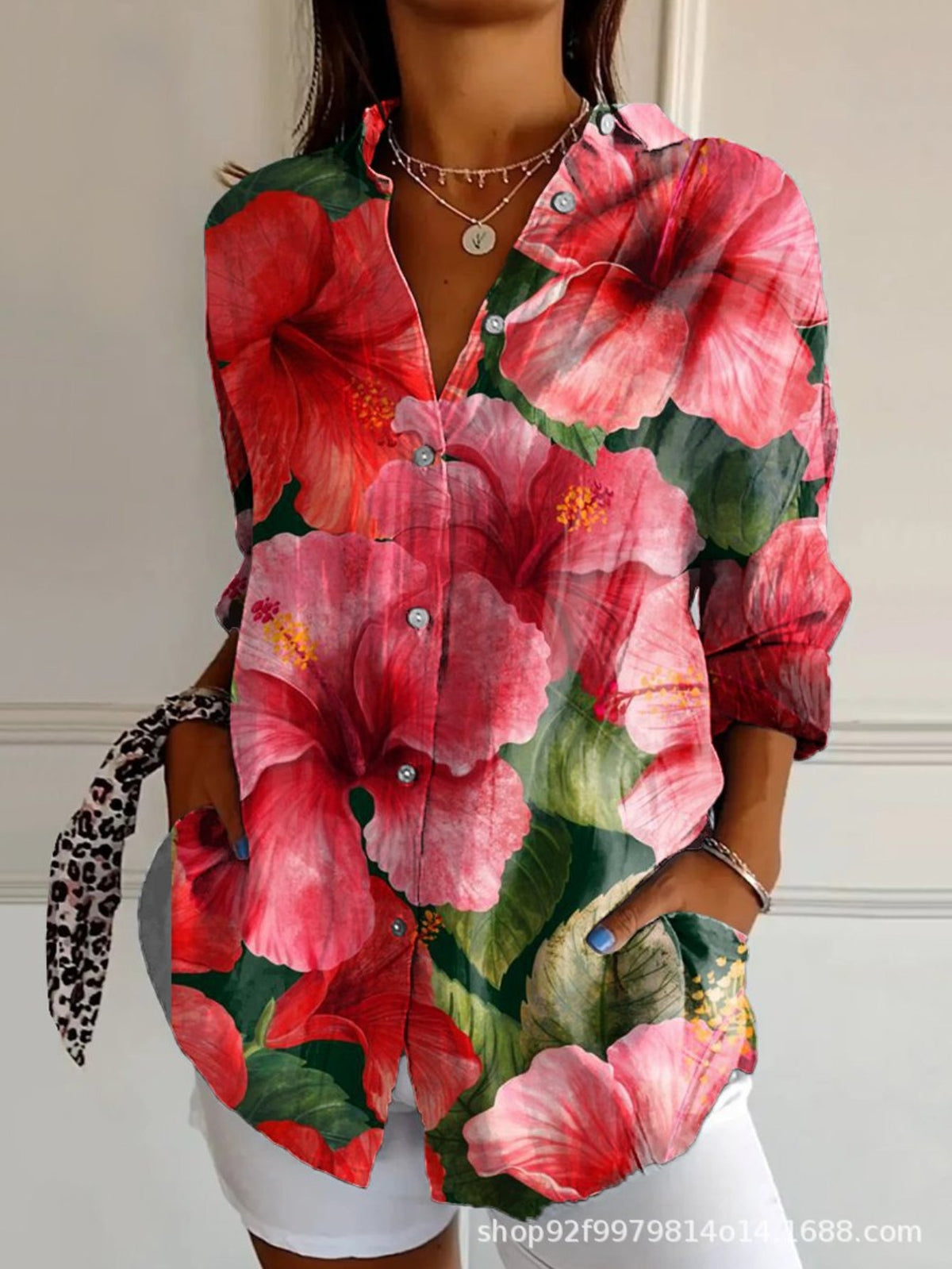 Casual Shirt Long Sleeve Floral Regular Loose Top