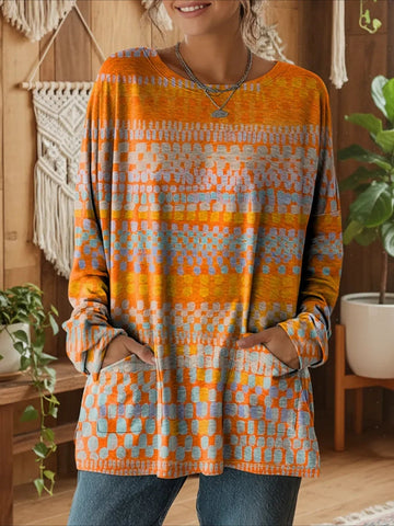 Floral Long Sleeve Crew Neck Printing Vintage Spring/Fall Top