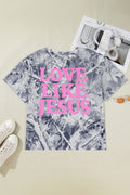 Gray Woodland Camouflage LOVE LIKE JESUS Plus Size T Shirt