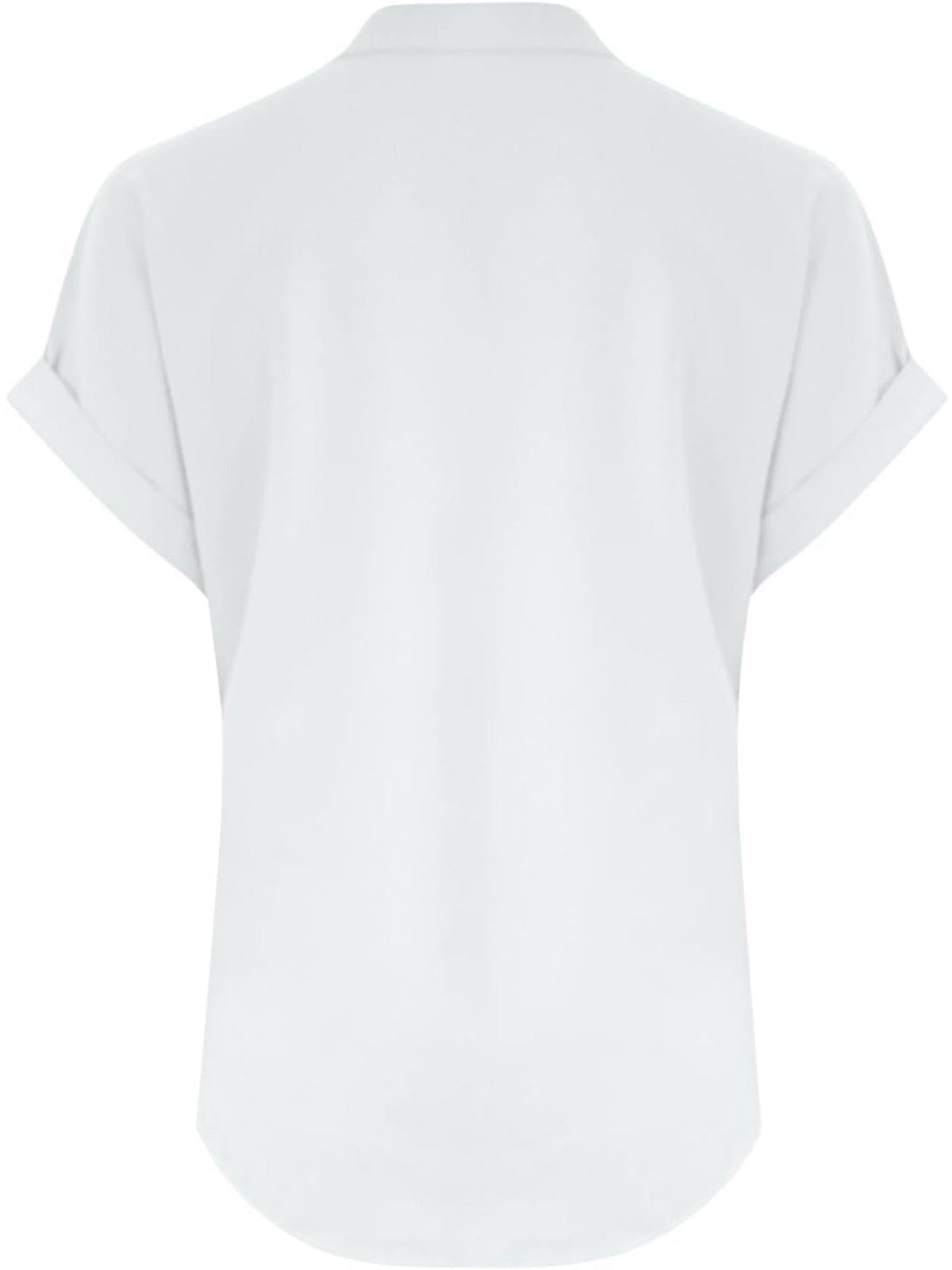 Solid Color V Neck Short Sleeve Button Down T Shirts