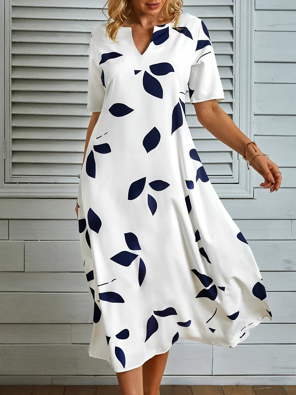Floral V Neck Short Sleeve Dress, Pocket Ruffled Maxi Casual Dress