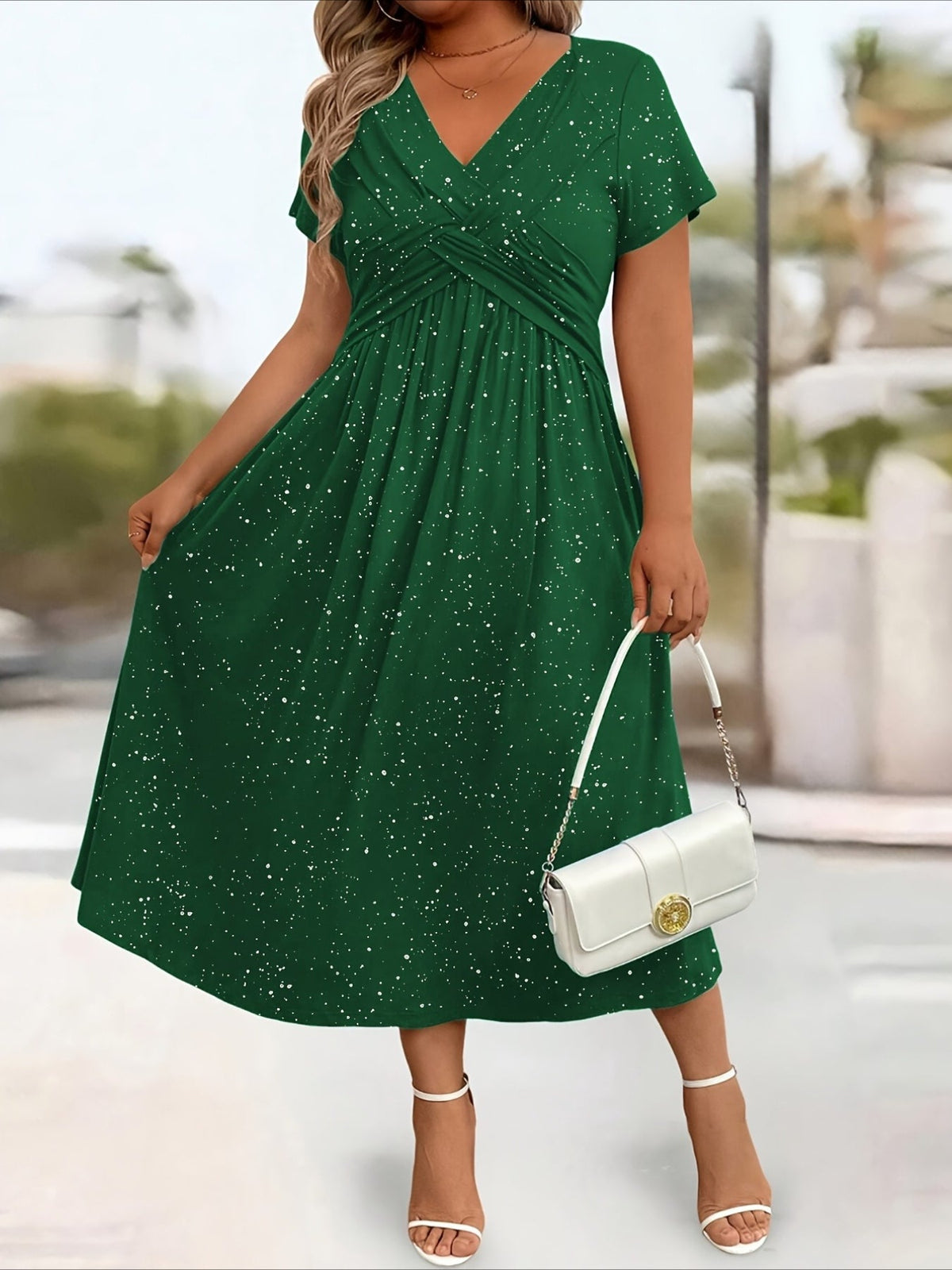 Elegant V-Neck Flattering Fit with Pocket Dress