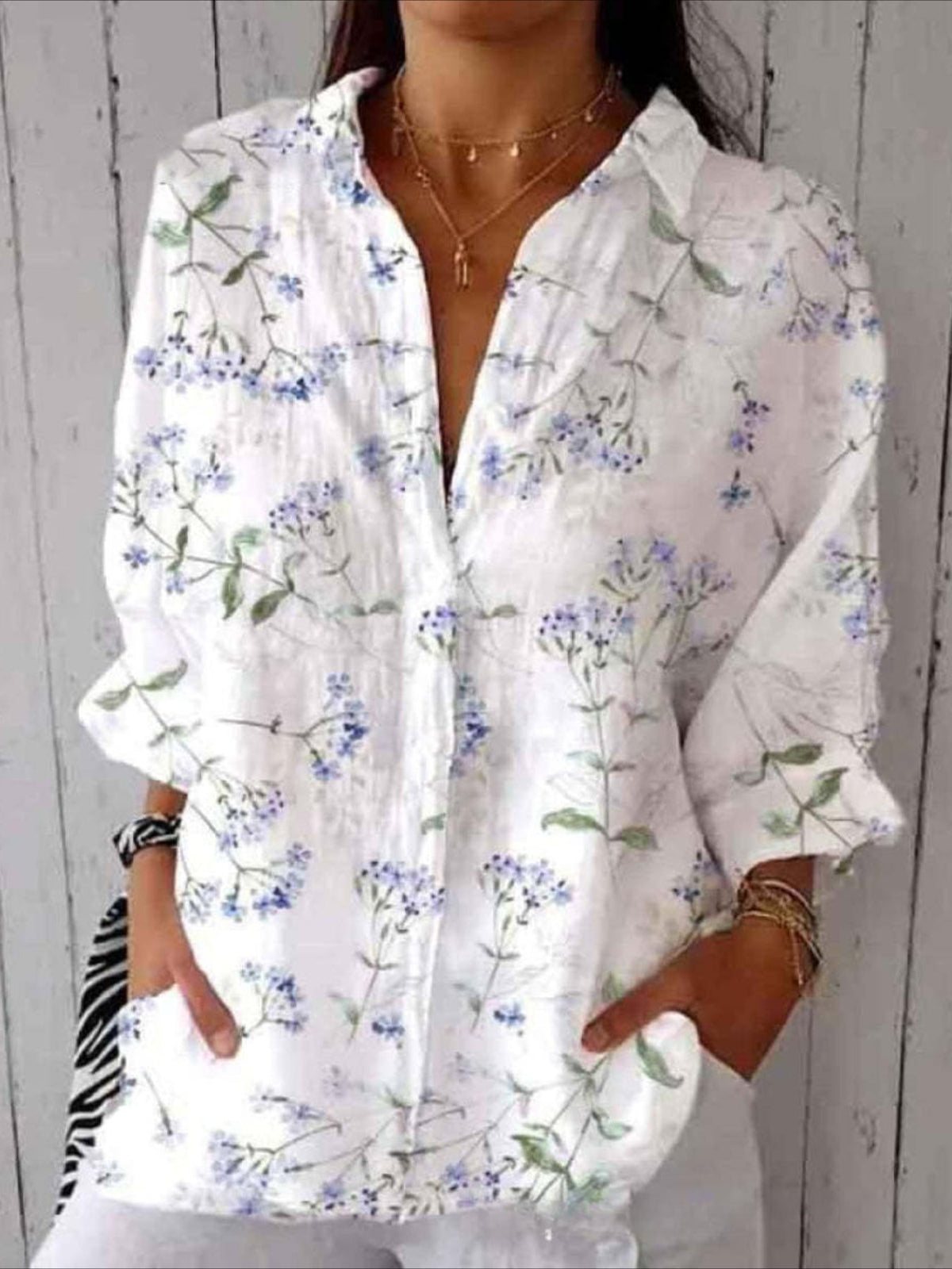 Casual Shirt Long Sleeve Floral Regular Loose Top