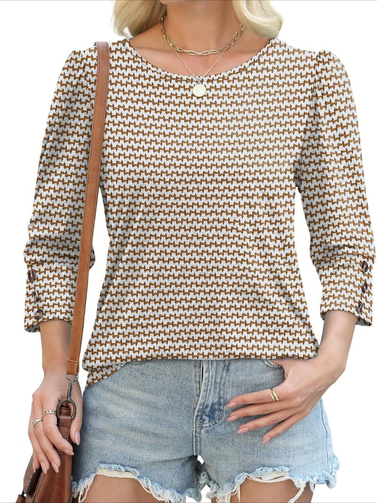 3/4 Sleeve with Buttons Dressy Casual Blouses