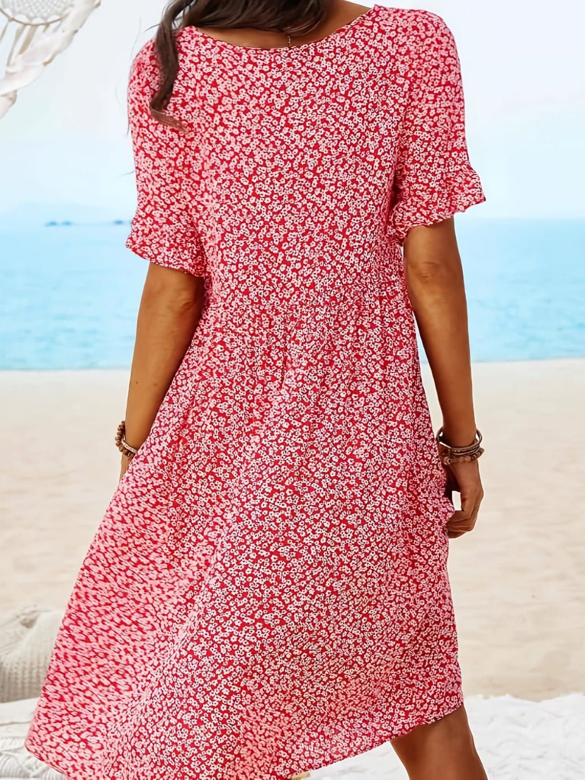 Women's Boho Floral Print Dress - Perfect for Beach Vacations and Casual Wear
