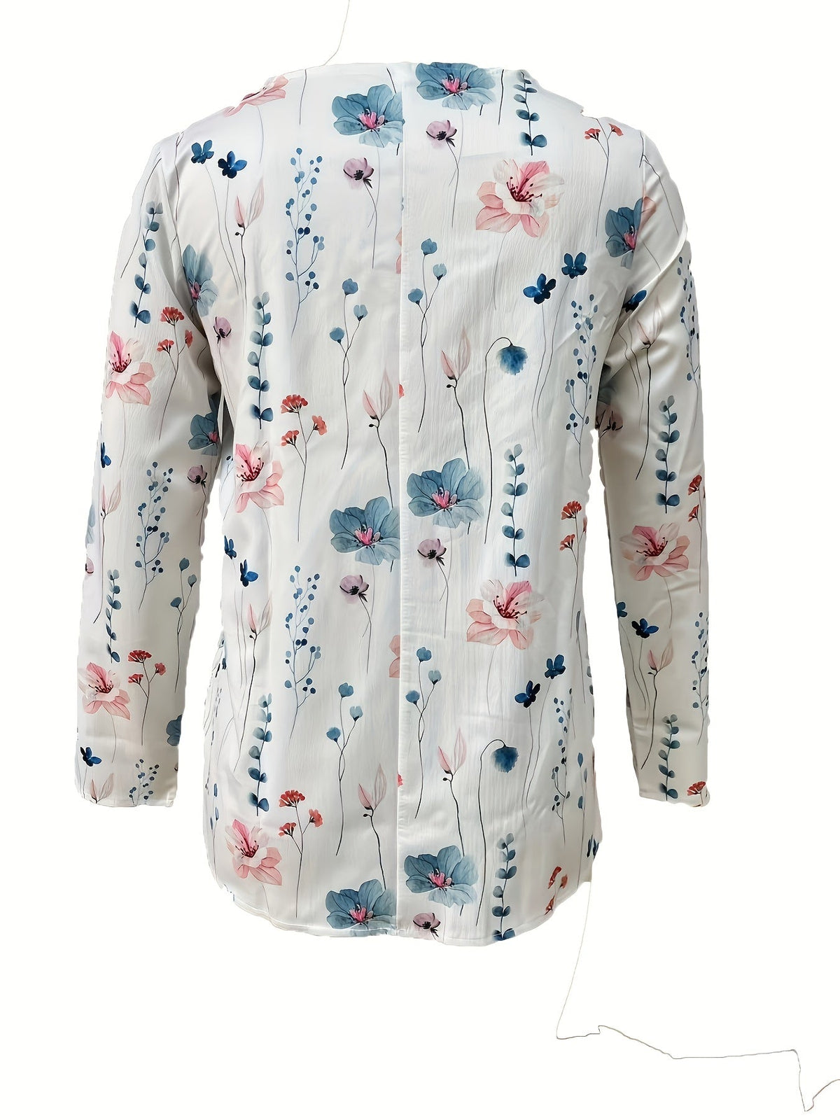 Women's Floral Print Button Up Half Sleeve V Neck Top