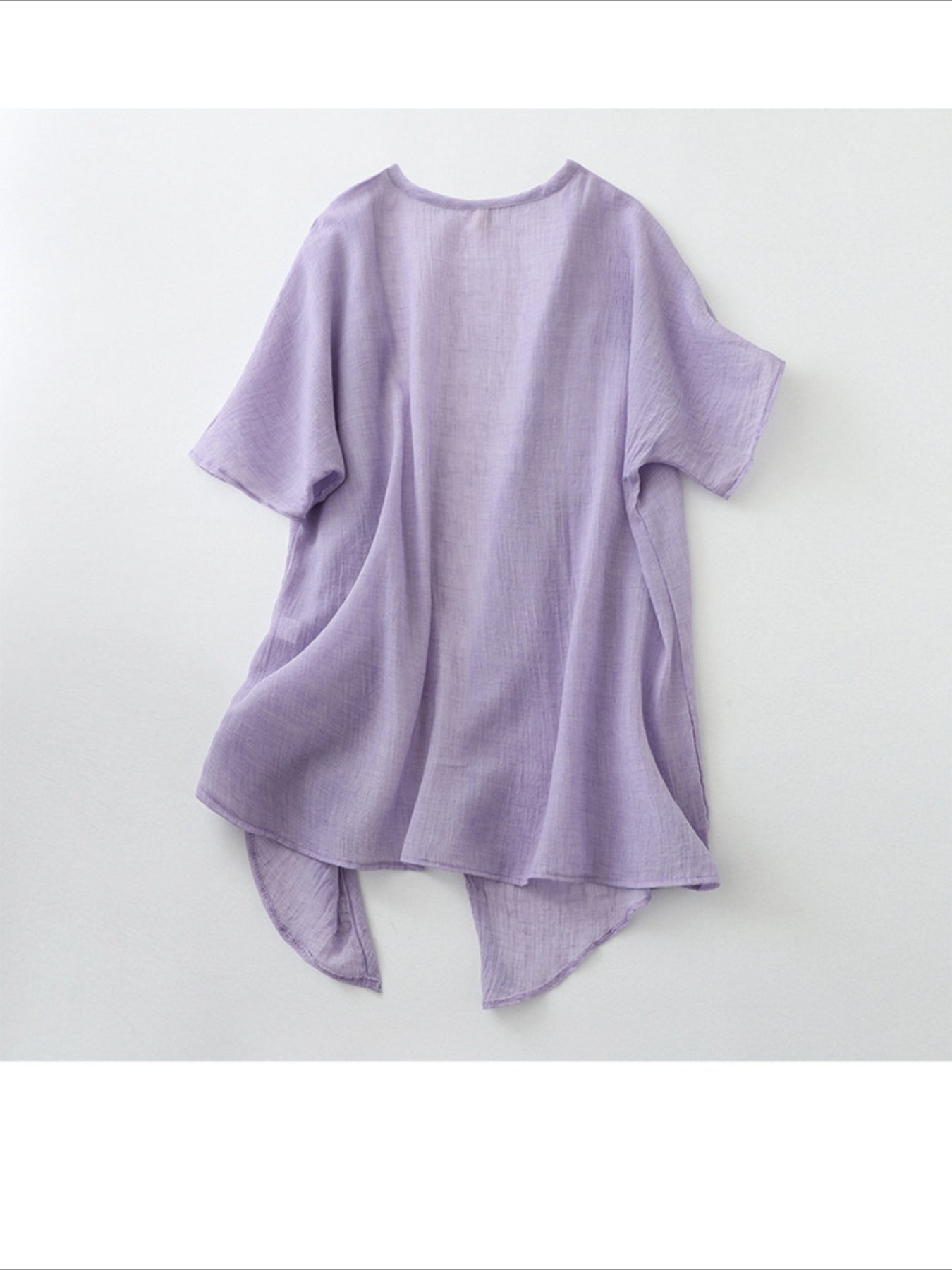 Long Loose Fit Casual Front Opening Short Sleeved and Linen Cover Lightweight and Linen Cardigan