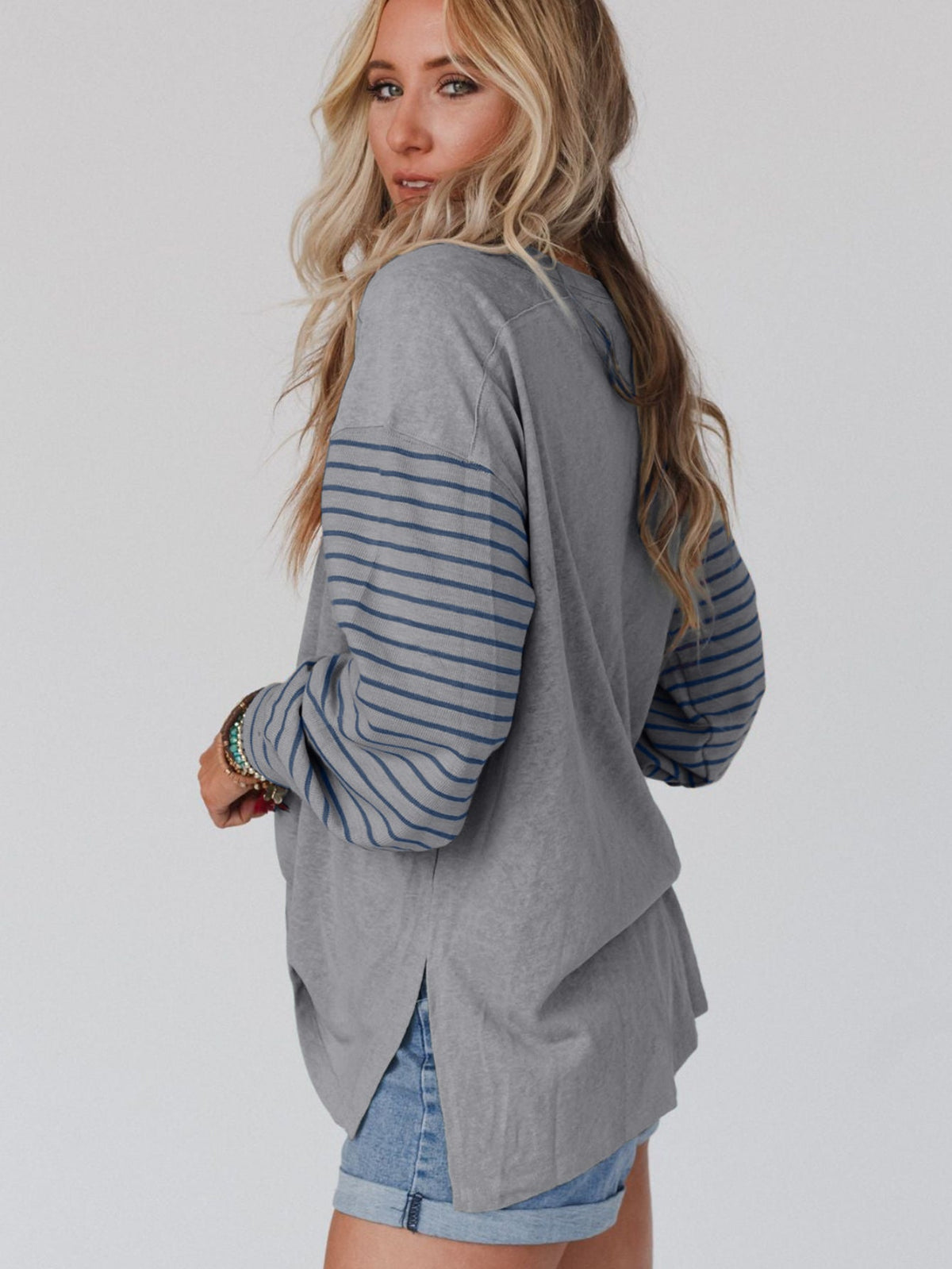 Color Block Crew Neck T-Shirt, Casual Long Sleeve T-Shirt