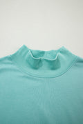 Mint Green Solid Color High Neck Cap Sleeve Loose Top
