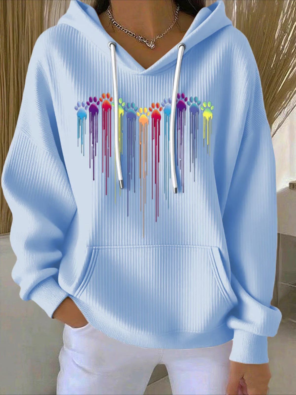 Claws Printing Long Sleeve Pullover Hoodie Sweatshirt
