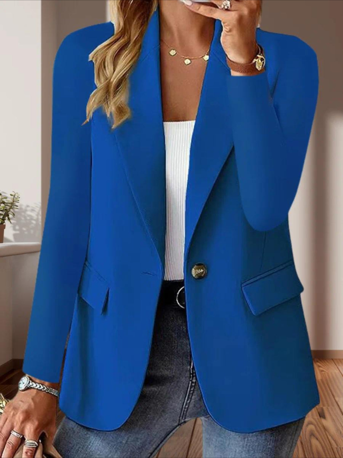 Vintage Split Joint Long Sleeve Regular Blazer