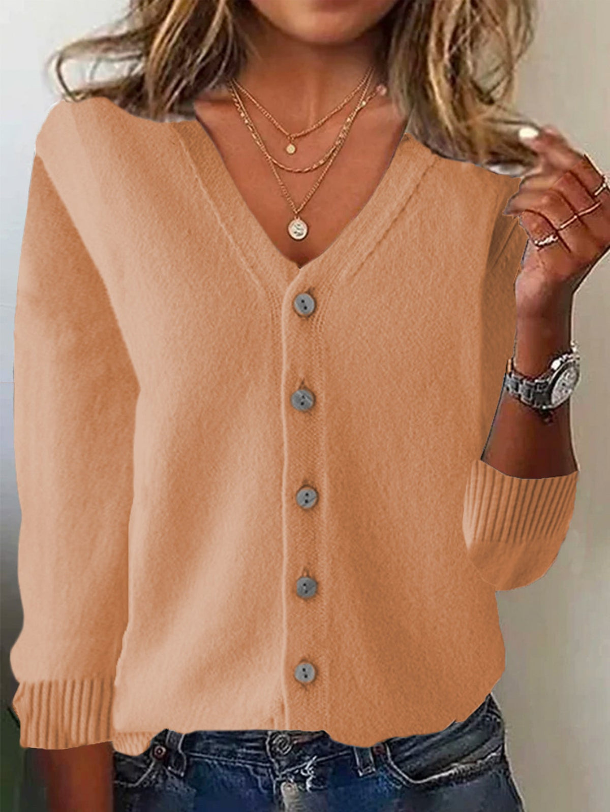 Casual Spring/Fall Plain Wool/Knitting Cardigan