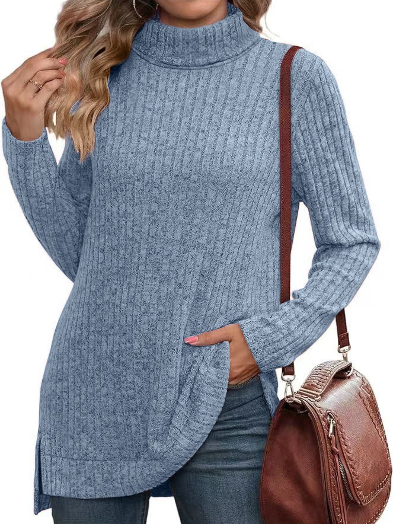Pullover Turtle Neck Long Sleeve Sweater