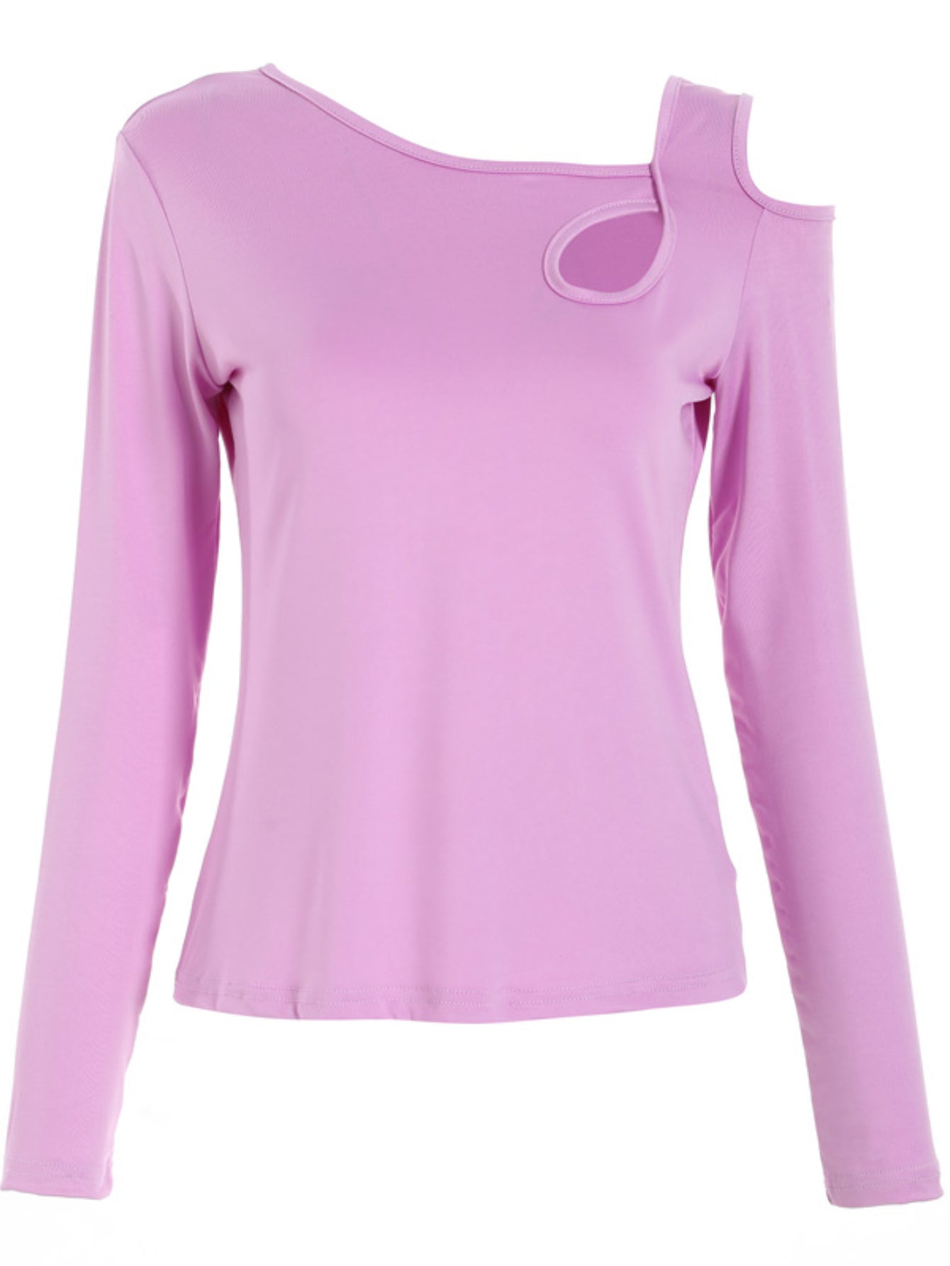 Chic Cold Shoulder Cut Out Asymmetrical Long Sleeve T-Shirt , Comfortable Casual Wear