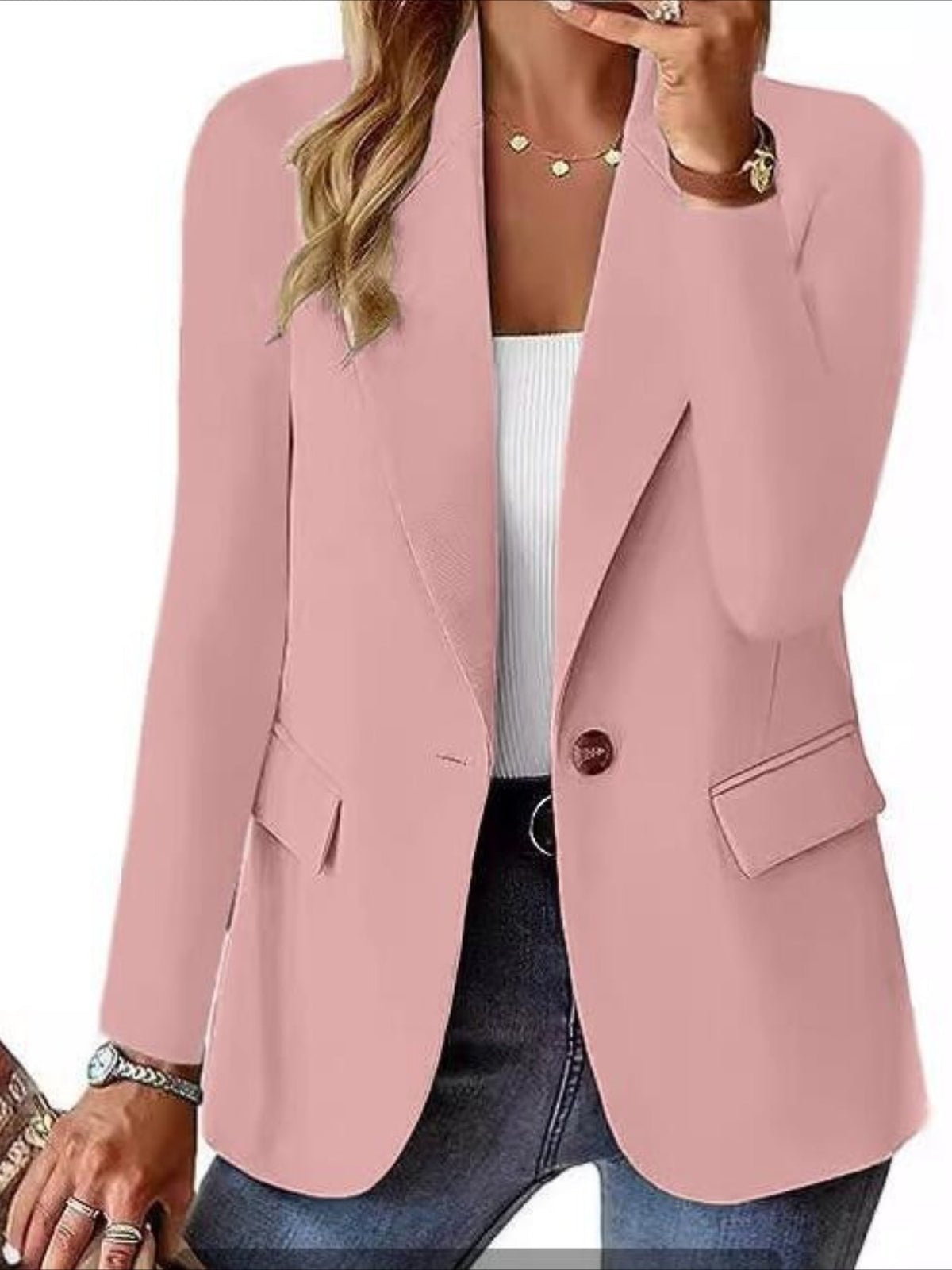 Long Sleeve Solid Color Elegant Lapel Small Suit Jacket