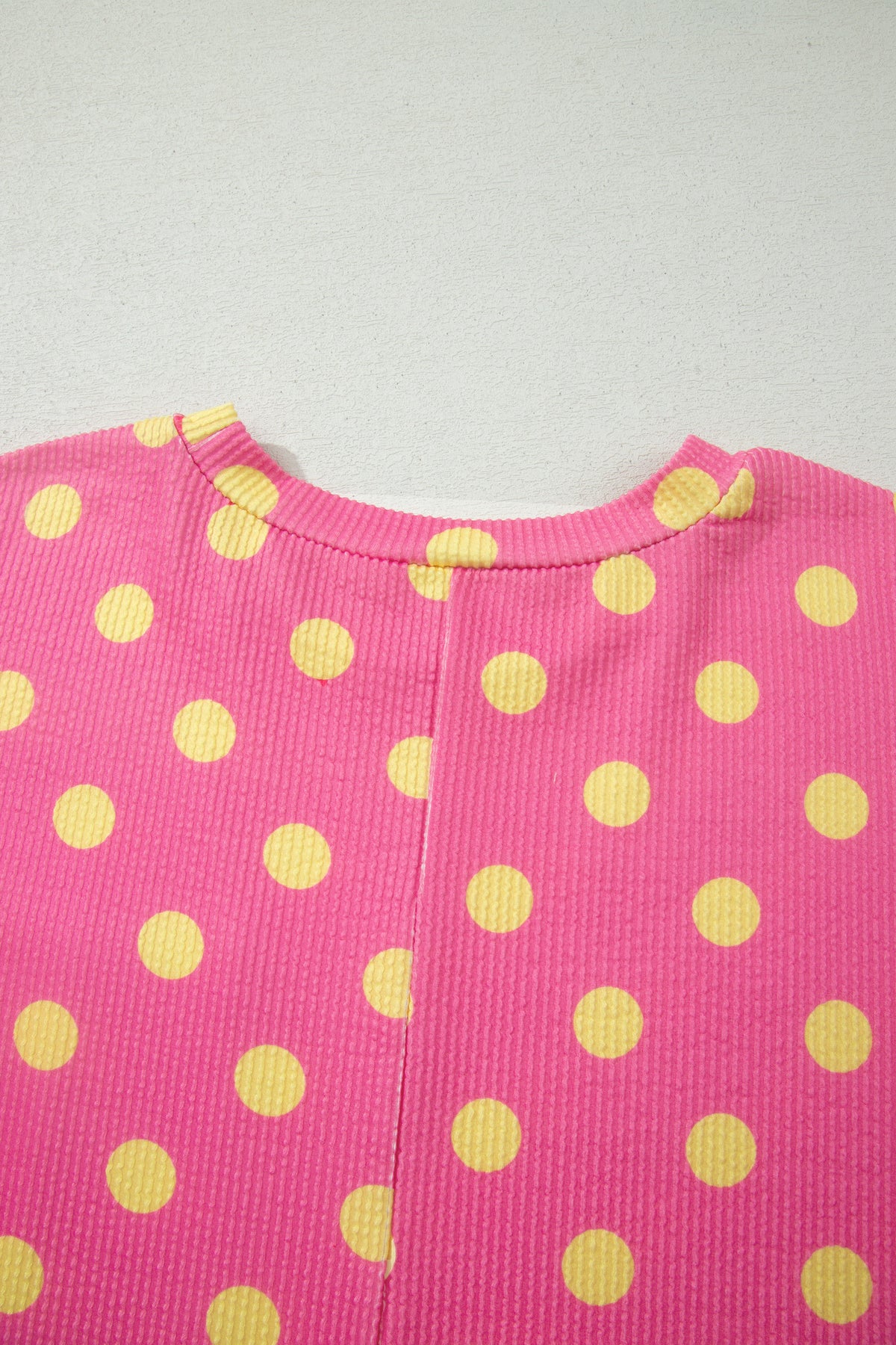 Pink Twisted Rib Polka Dot Print Plus Size T Shirt