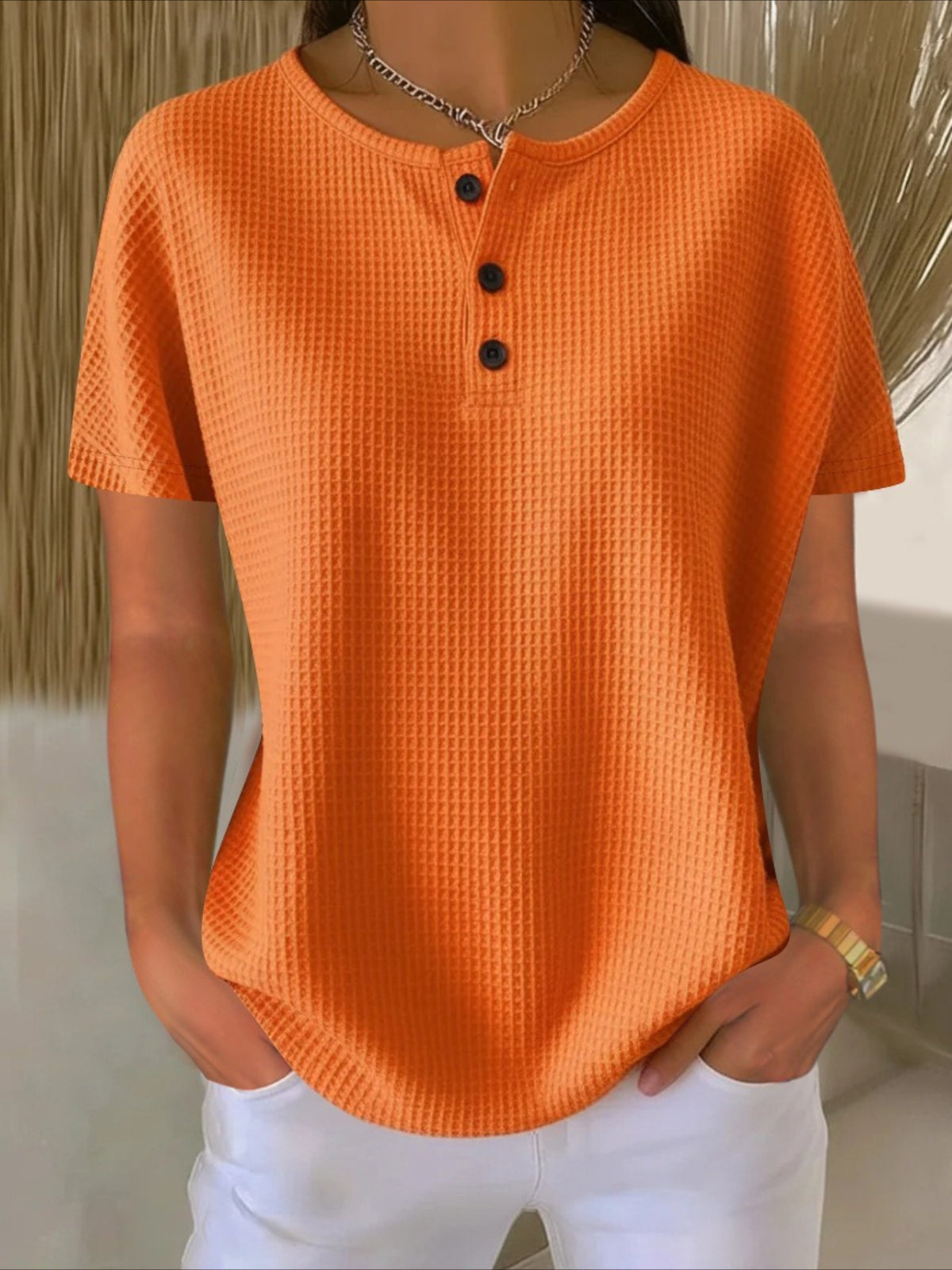 Solid Color Short Color Loose Casual Plain T-Shirt