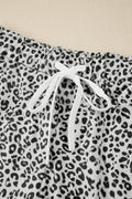 Gray Animal Print Wide Leg Terry Knit Pants