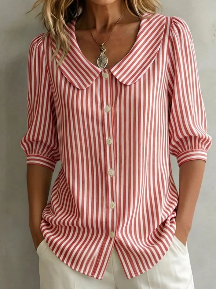 Crew Neck Short Sleeve Patterns Regular Loose Shirt
