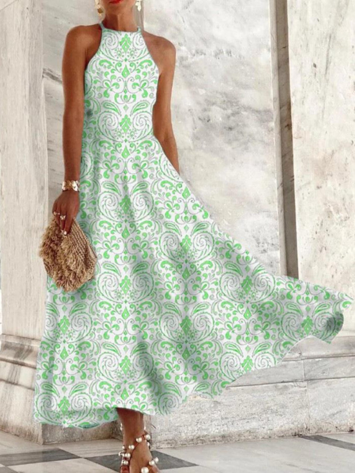 Spaghetti Strap Knee Floral Print Camisole Dress