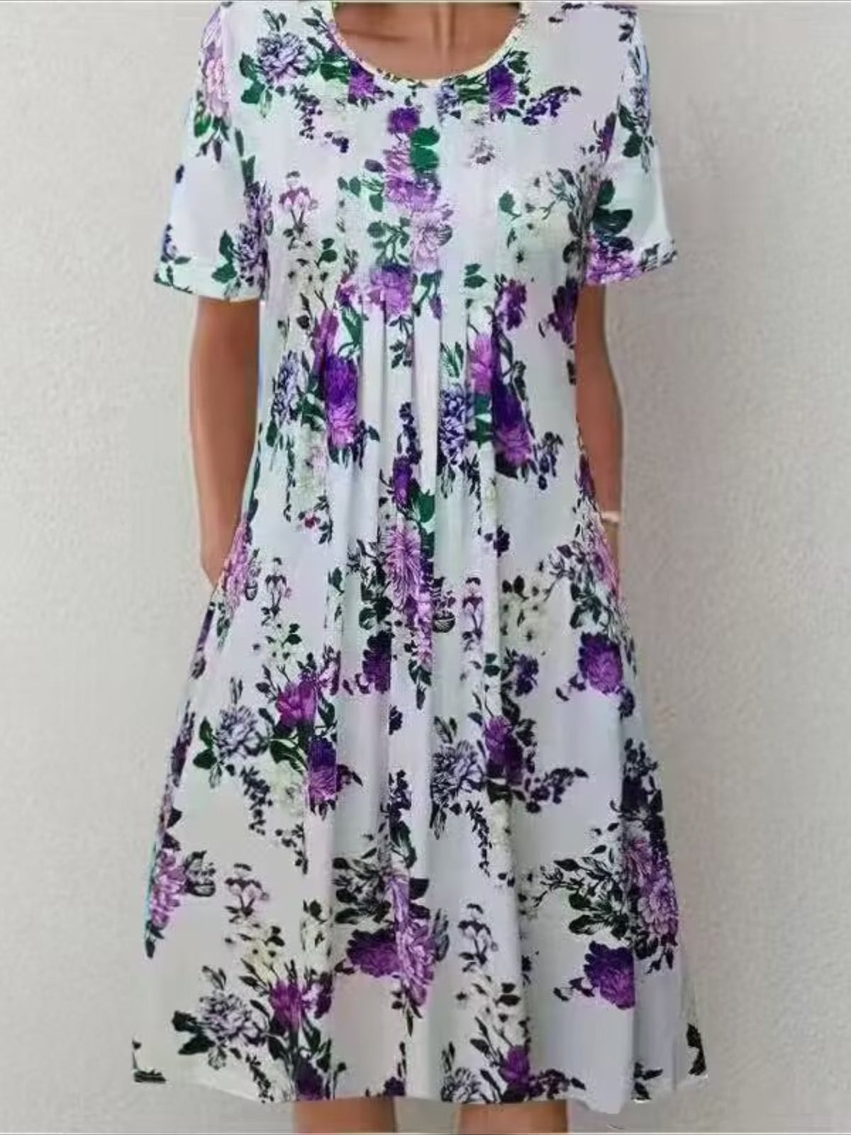 Casual Vacation Commute Floral Print Round Neck Short Sleeve Dress